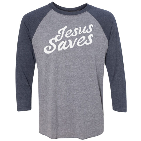Jesus Saves: Grey/Navy Thumbnail